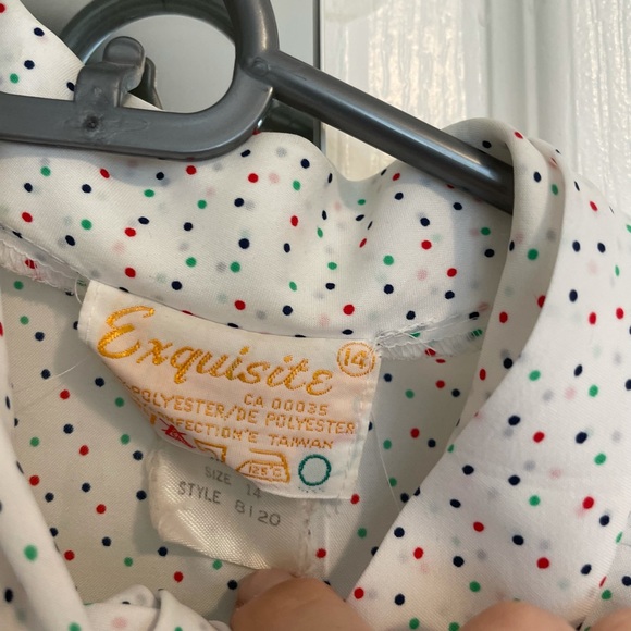 Vintage polka dot tie neck blouse - Picture 2 of 3